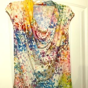 Cap sleeve with draped neck line